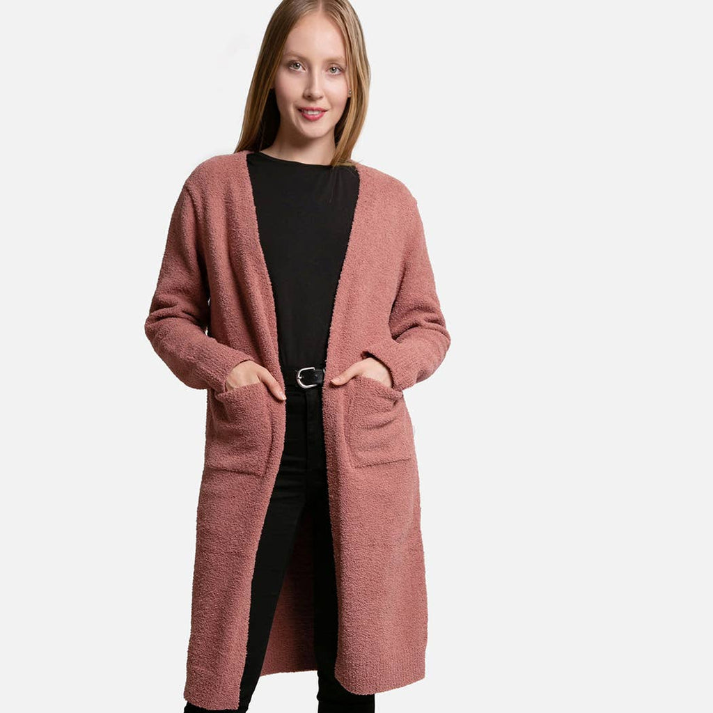 Luxury Soft Cardigan w Pockets: Blush - One Size