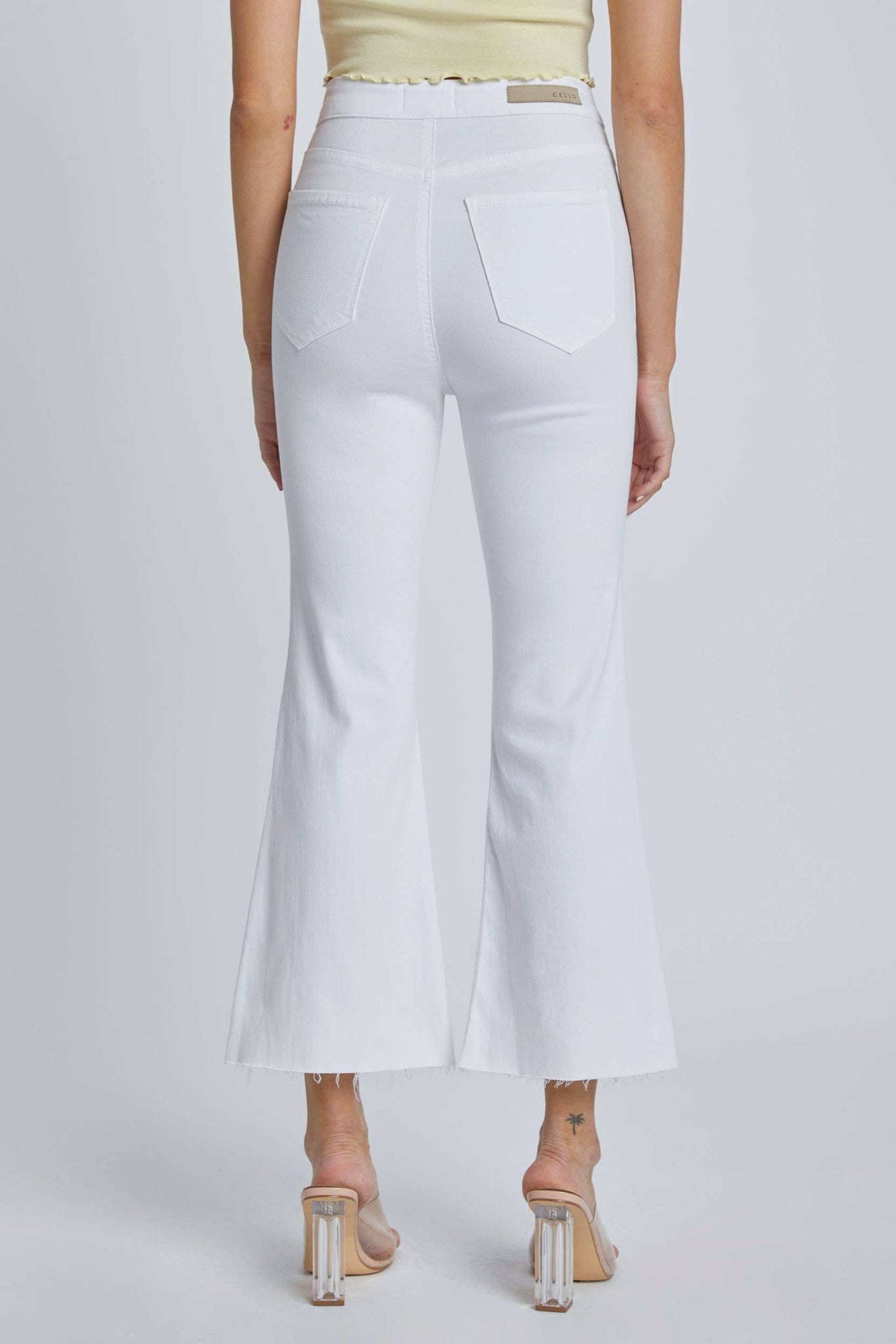High Rise Crop Flare Jean: White by CELLO