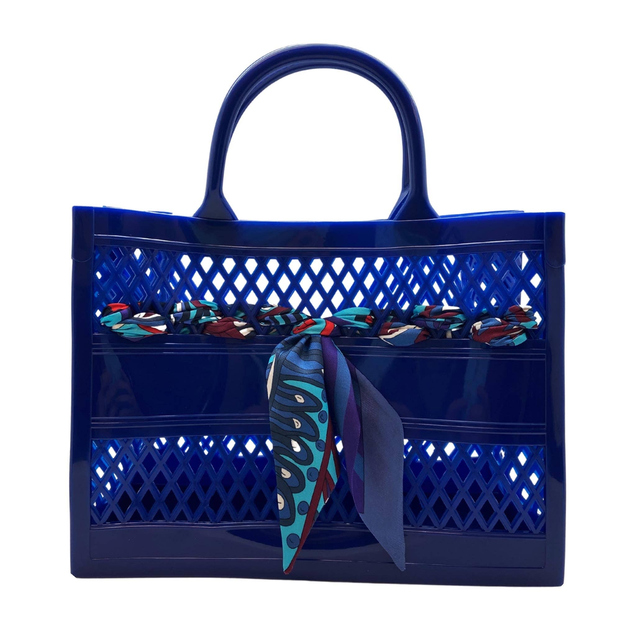The Soleil Cutout Jelly Tote w/ Scarf: Black