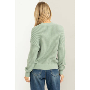 DZ23F783-Crew Neck Ribbed Sweater: WISTERIA / S-M-L(2-2-2)