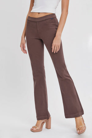 Brunette Brown Mid Rise Flare Pull-On Jeans