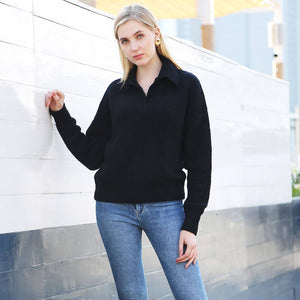 Pullover Sweater with Solid Color Warm Outfit: Navy / M/L