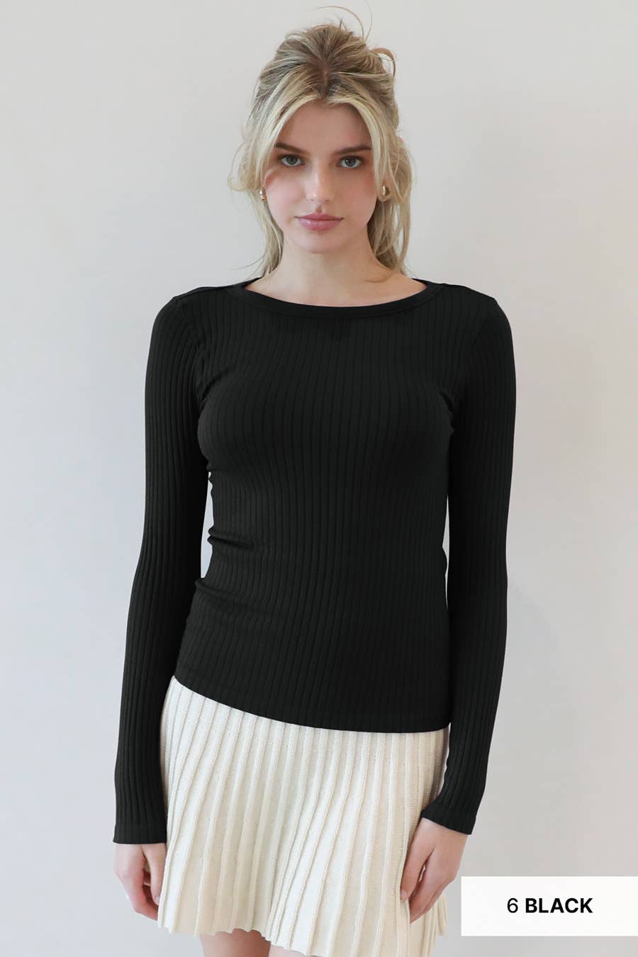 NS8315 -Wide Ribbed LS Top : 06 Black