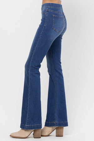 Bootcut Pull On Jeans - Dark Blue