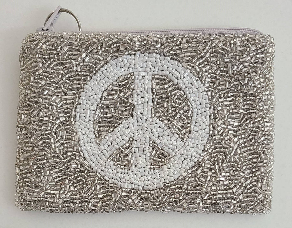 Silver Peace Sign - Coin Purse