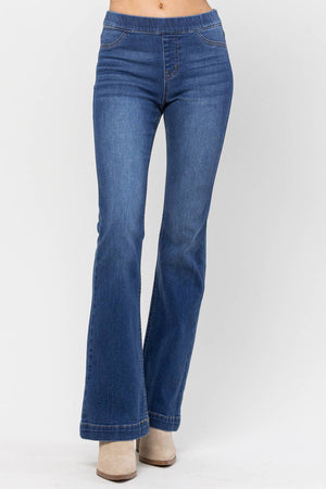 Bootcut Pull On Jeans - Dark Blue