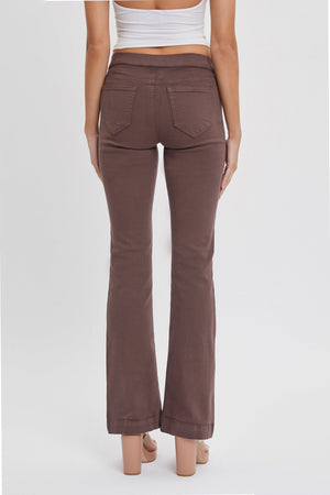 Brunette Brown Mid Rise Flare Pull-On Jeans