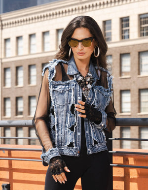 Denim Jacket - Black mesh