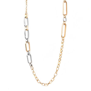 Mixed metal multi-size link necklace: Gold-silver