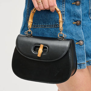 Allison - Bamboo Top Handle Crossbody: Black