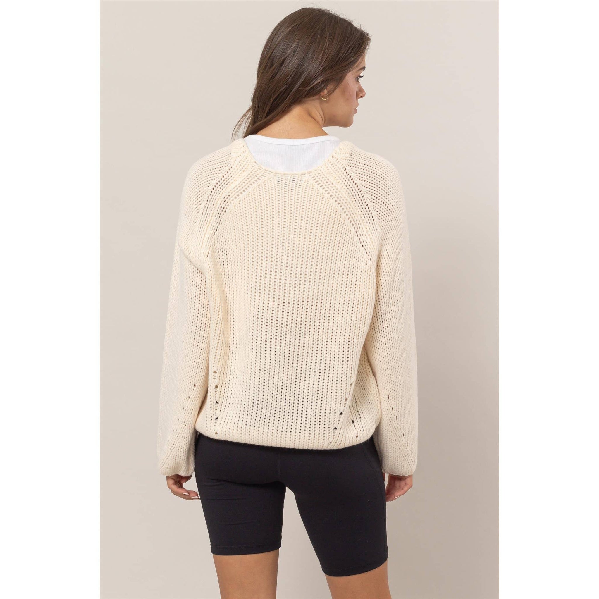 HF24F780-Ribbed Sweater Pullover: BLACK / S-M-L(2-2-2)