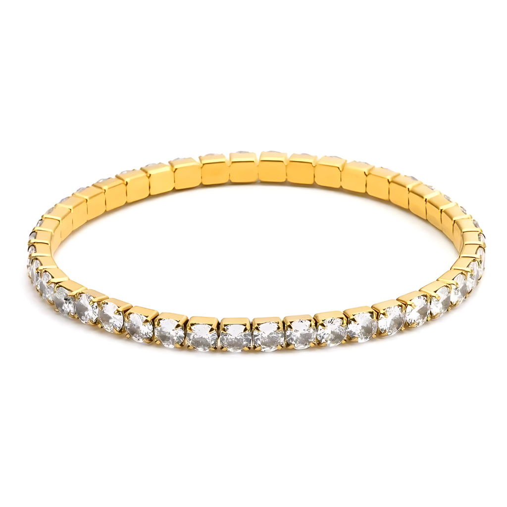 Eileen CZ Stretch Bracelet: Gold / Small