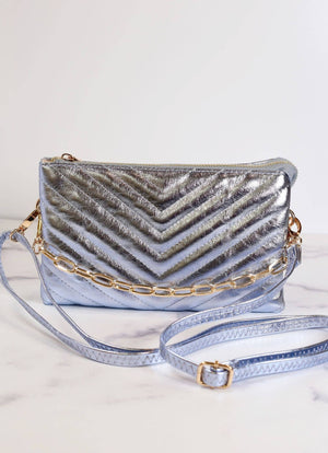 Quilted Crossbody Metallic Silver
