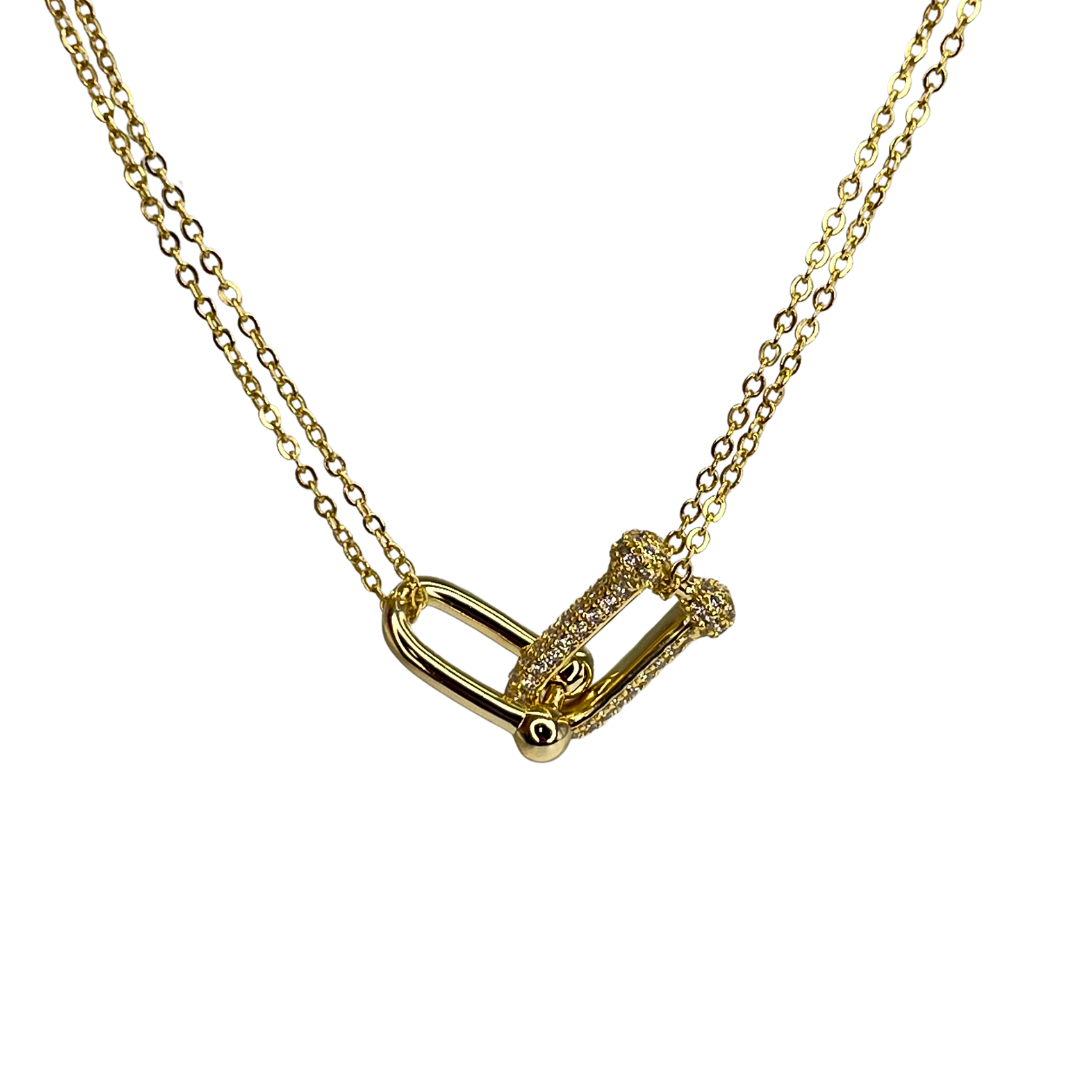 U Link Pave Necklace: Gold