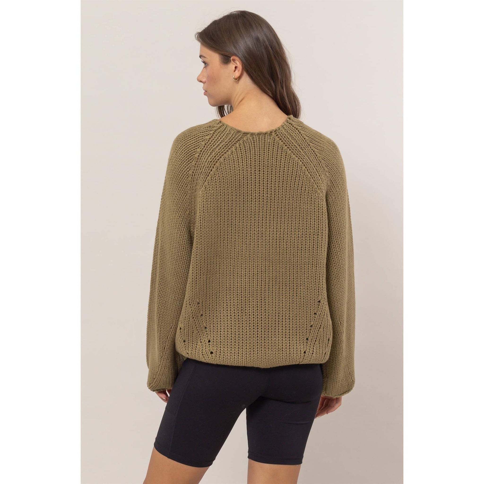 HF24F780-Ribbed Sweater Pullover: BLACK / S-M-L(2-2-2)