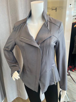 Liquid Leather Signature Jacket - Grey - Clara SunWoo