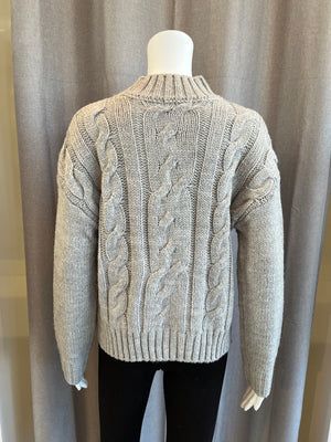 Cable Knit w/ a Twist Sweater - Grey