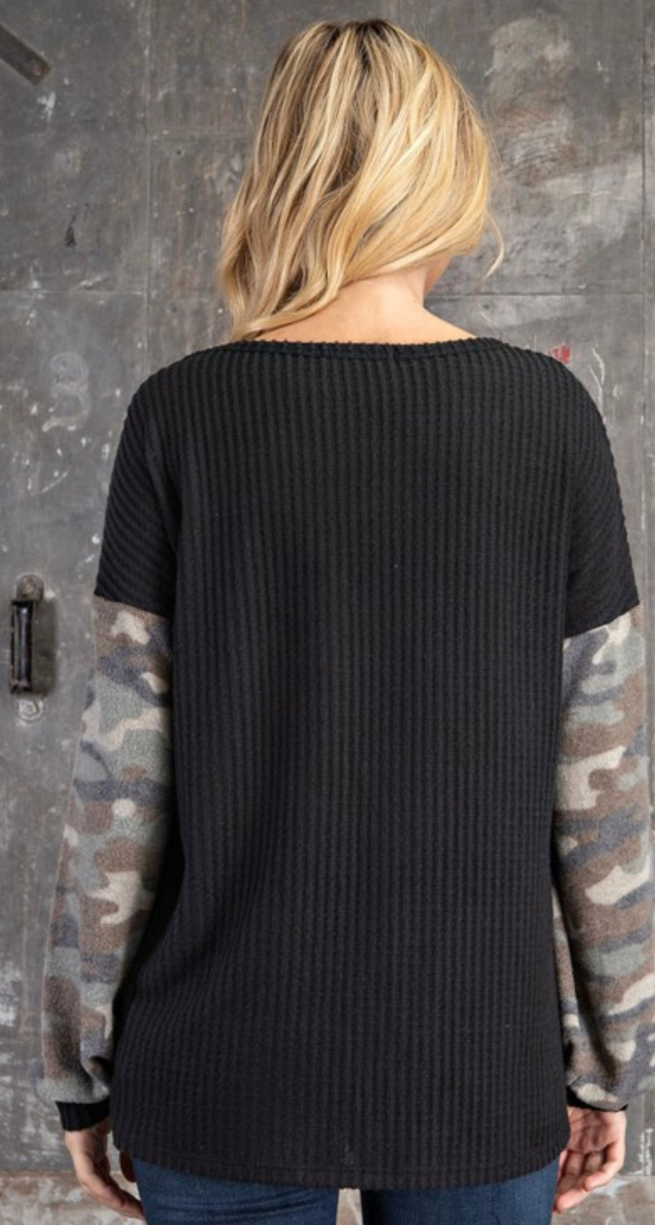 The Sara Camo Sleeve Top