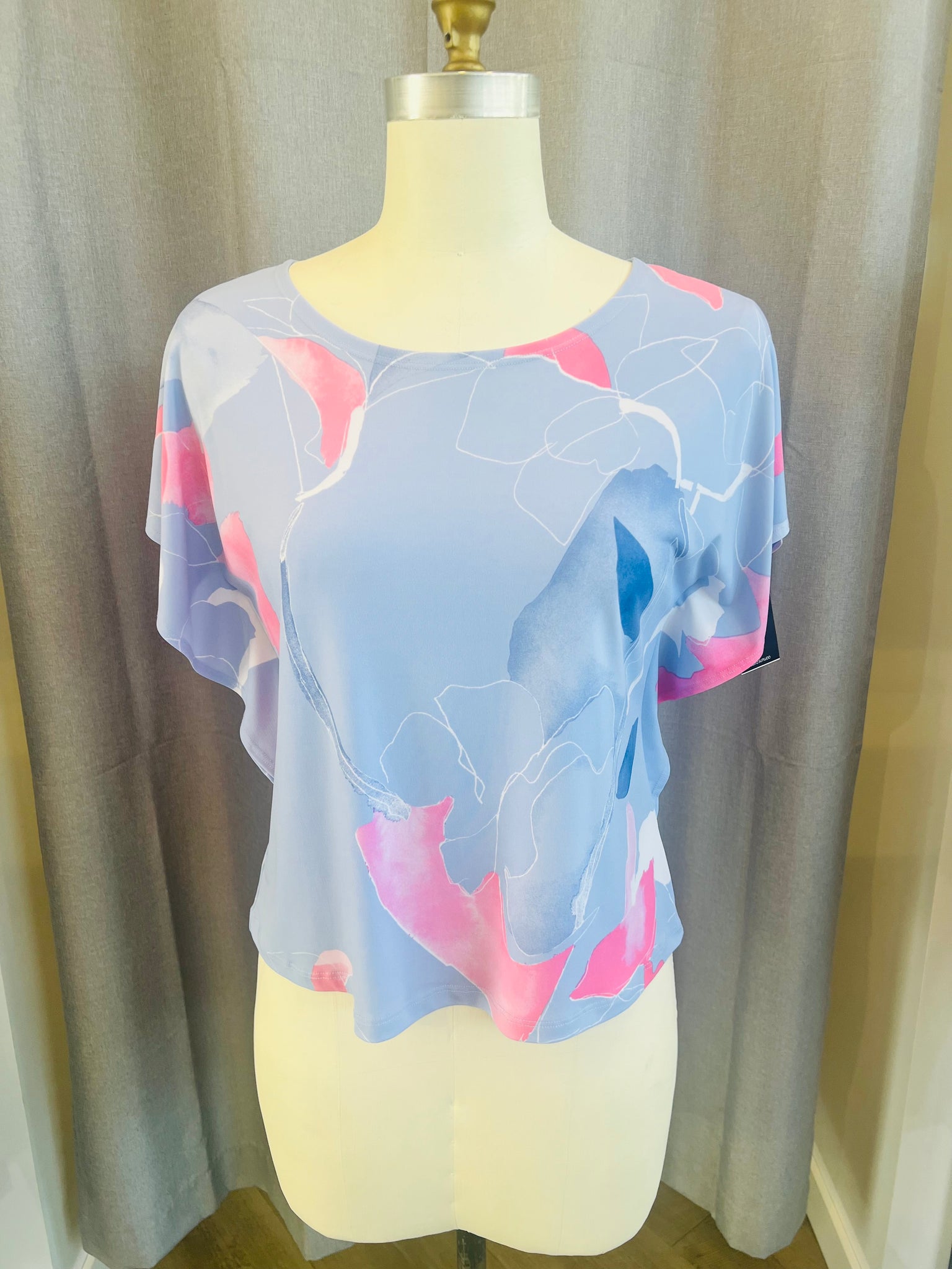 Clara SunWoo Light Blue Abstract Floral Top