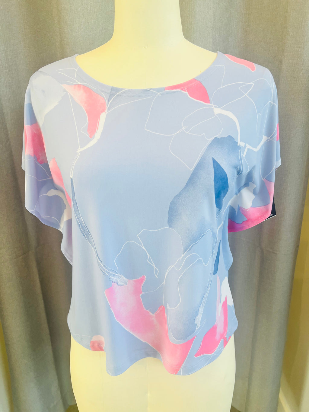 Clara SunWoo Light Blue Abstract Floral Top