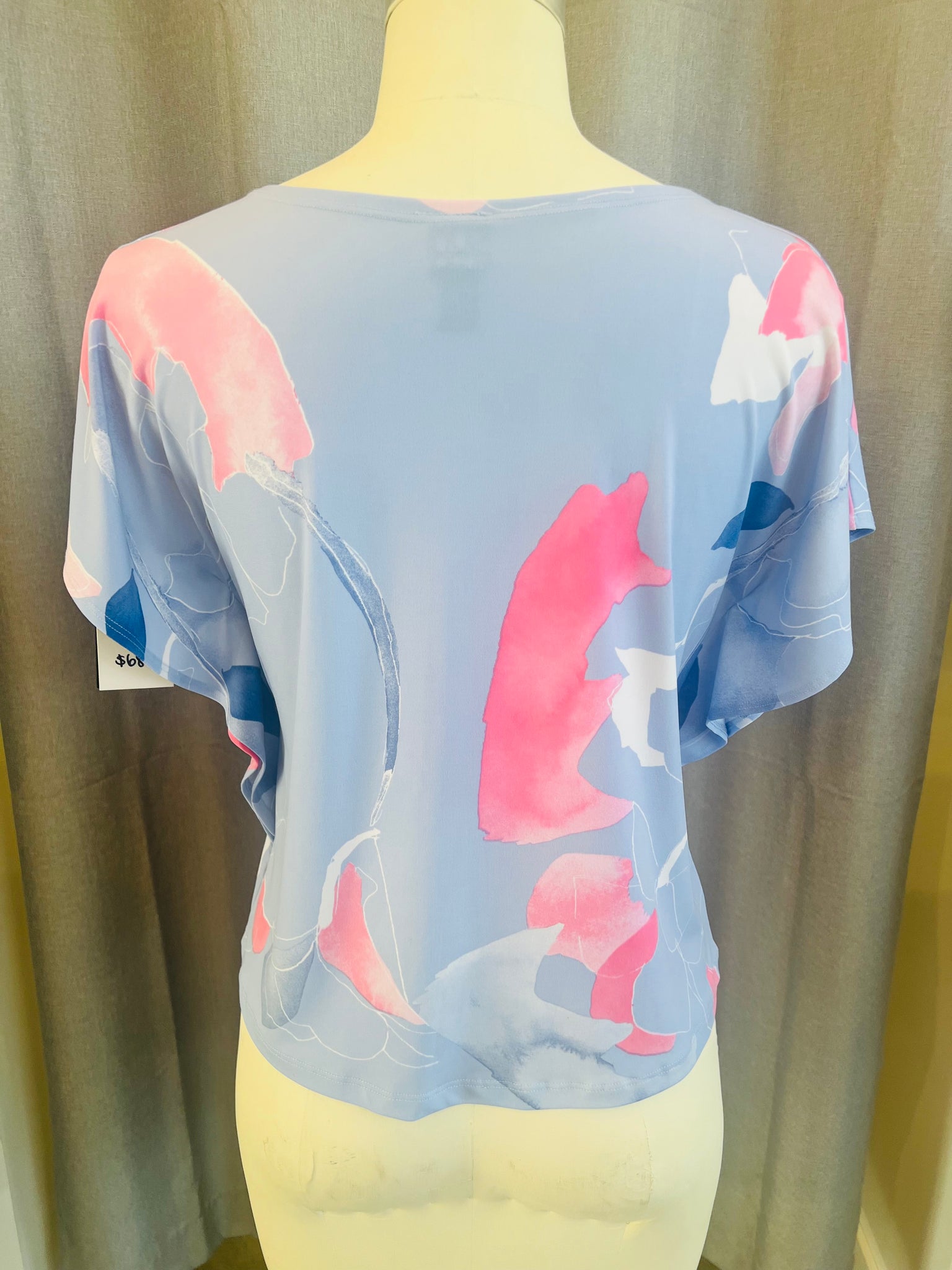 Clara SunWoo Light Blue Abstract Floral Top