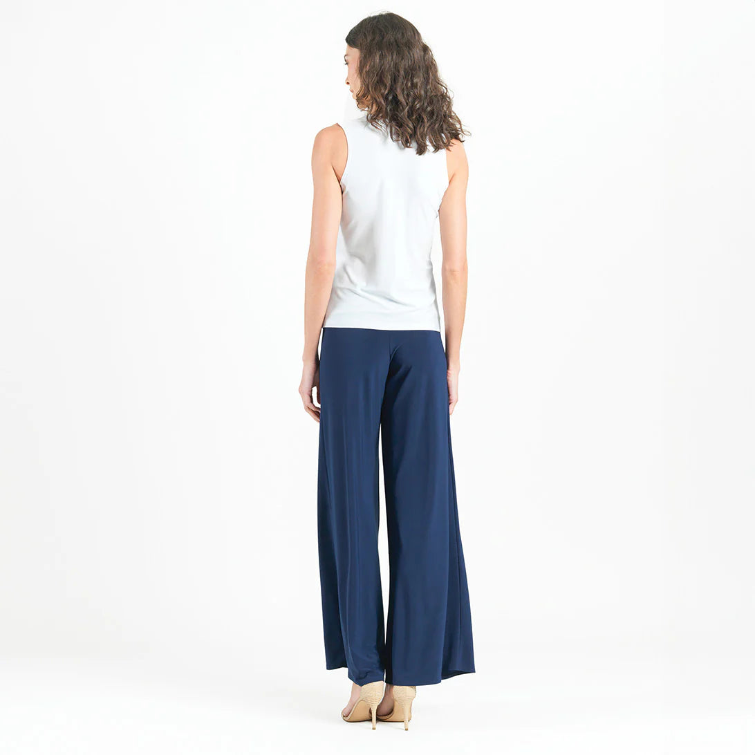 Sleeveless V-Neck Center Front Tie Top - White
