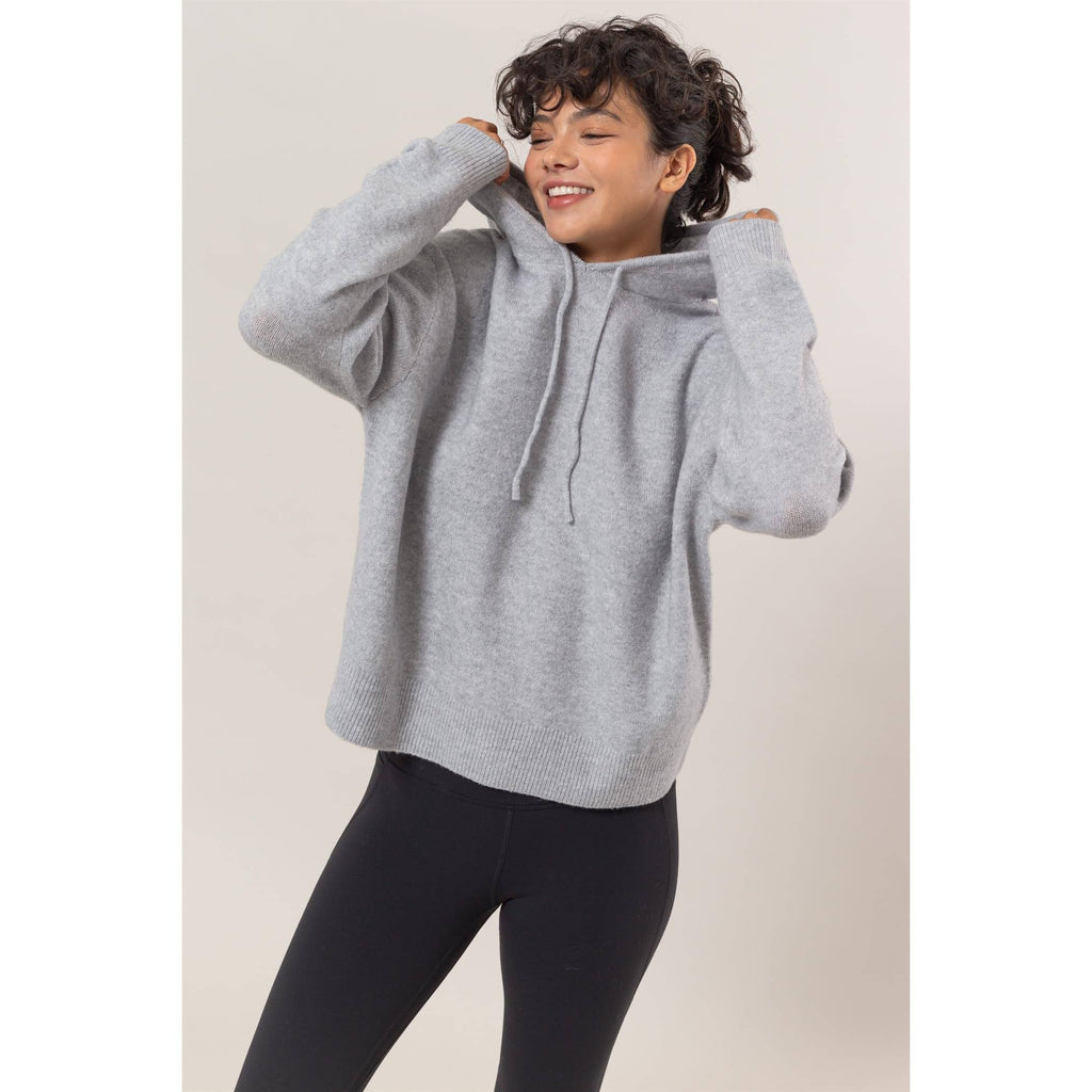 DZ24F530-Drawstring Hoodie Sweater: HEATHER GRAY / S-M-L(2-2-2)