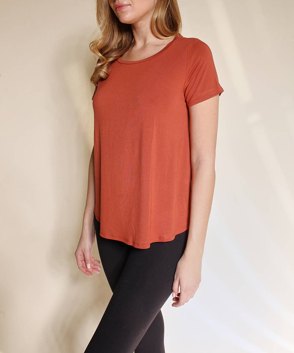 BAMBOO RELAX FIT CLASSIC TOP: RUST