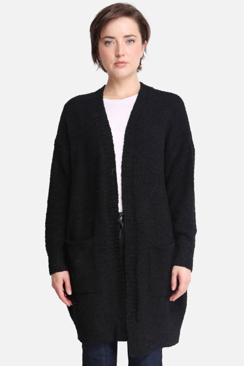 Luxury Soft Cardigan w Pockets: BLACK - One Size