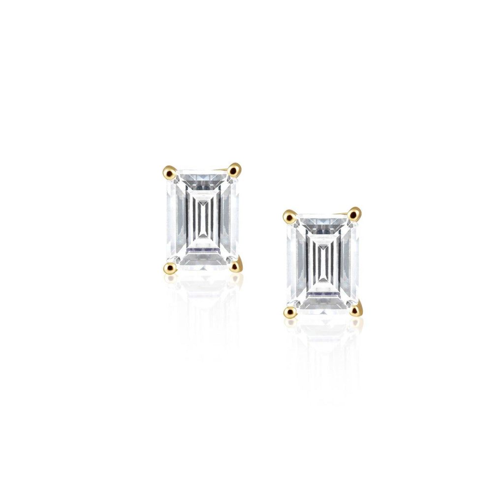 Katie Emerald Cut Studs: Gold/CZ