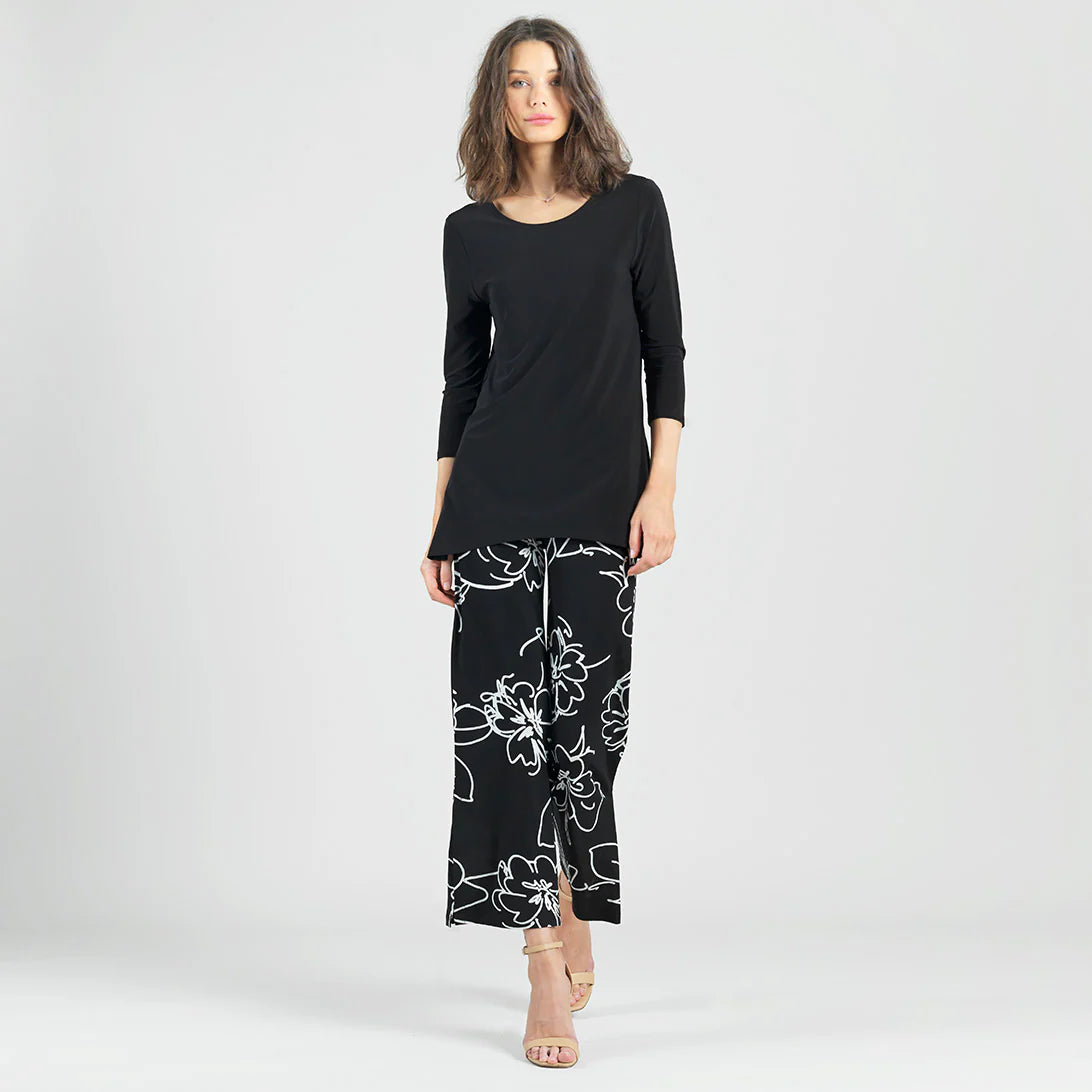 Back Tie Side Vent Tunic - Black