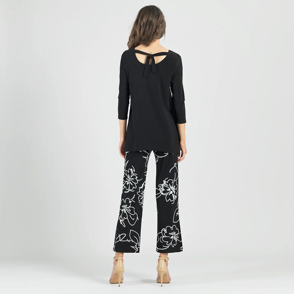 Back Tie Side Vent Tunic - Black