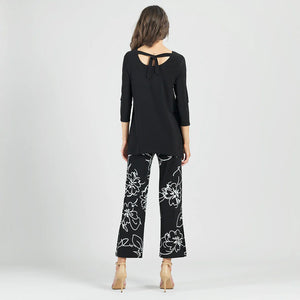 Back Tie Side Vent Tunic - Black