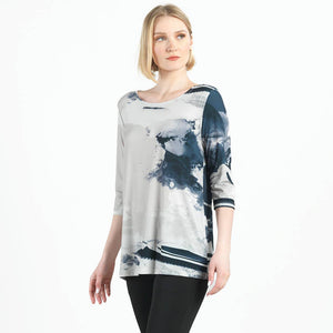 Scoop Neck Tunic - Misty Petals: Black/Stone  - Clara Sunwoo