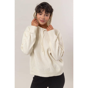 DZ24F530-Drawstring Hoodie Sweater: BLACK / S-M-L(2-2-2)