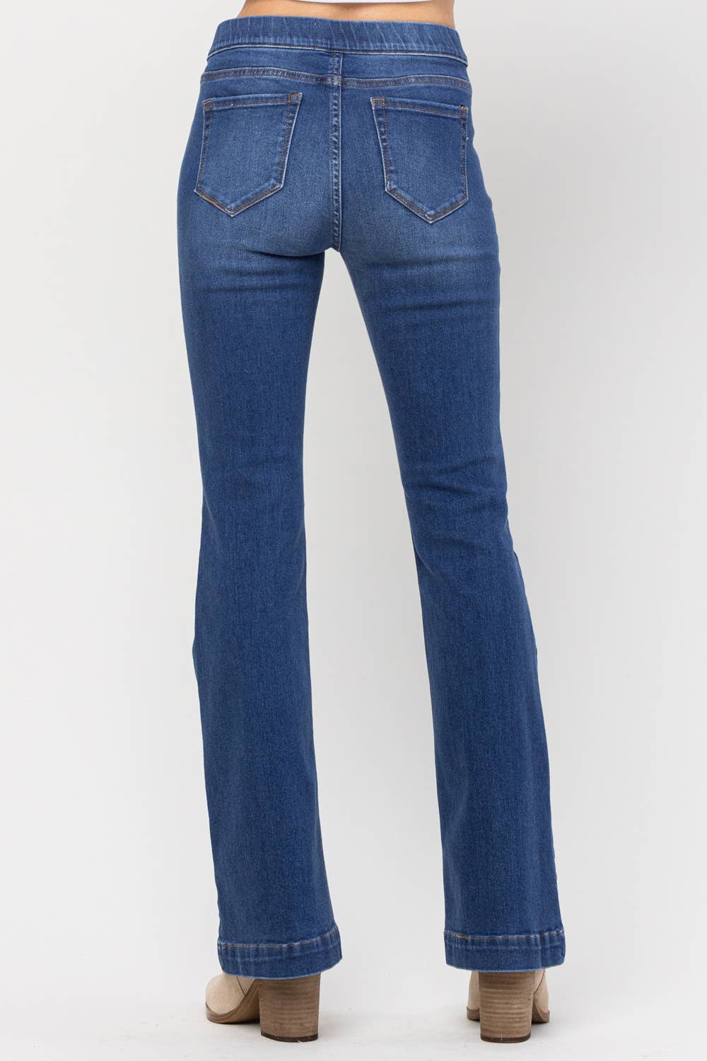 Bootcut Pull On Jeans - Dark Blue