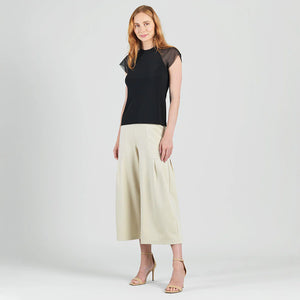 Mesh Cap Sleeve Top - Black