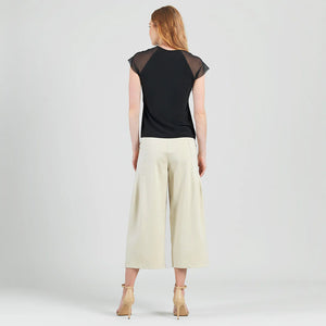 Mesh Cap Sleeve Top - Black