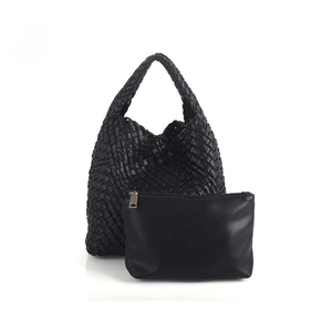 Hand Woven Handle Bag - Black